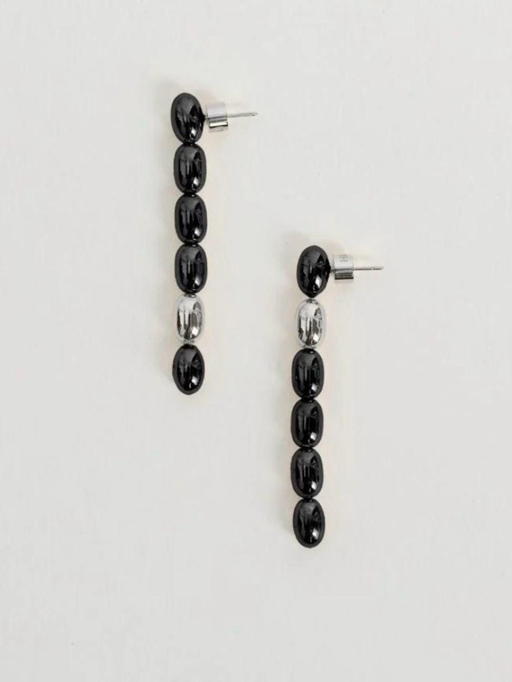 Heaven Mayhem Edith Earrings in Silver Plate and Black Resin. Brand new!